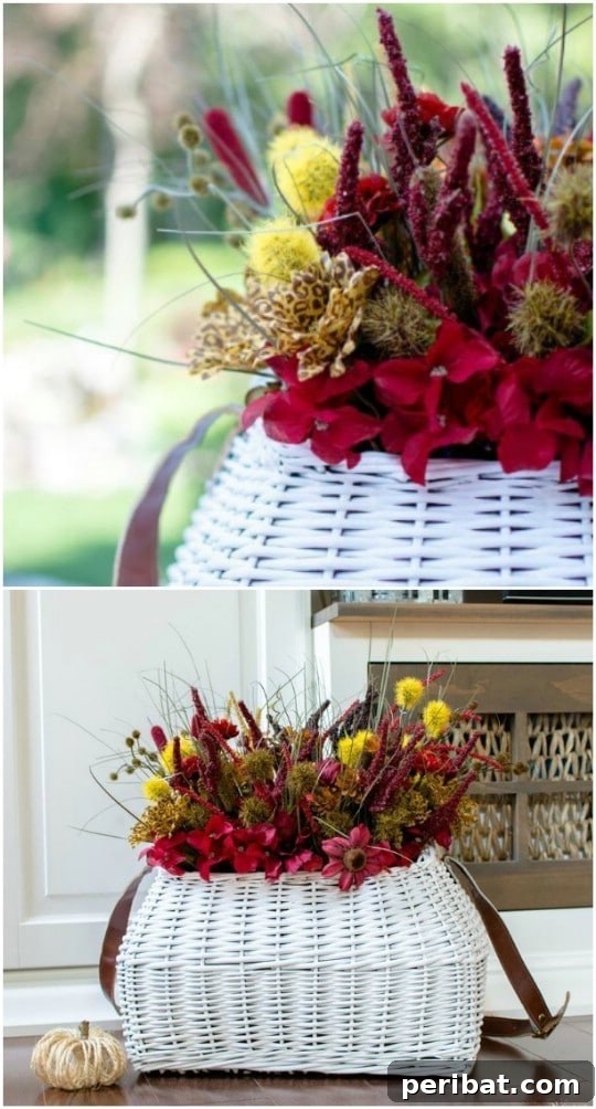 Harvest Chic: Elevate Your Thanksgiving Decor with Creative Basket Ideas 12 DIY Fall Flower Topiary