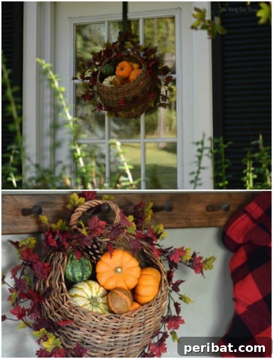 Harvest Chic: Elevate Your Thanksgiving Decor with Creative Basket Ideas 14 Easy Hanging Fall Basket