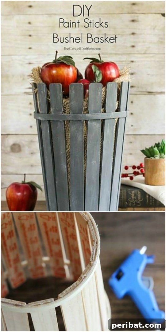 Harvest Chic: Elevate Your Thanksgiving Decor with Creative Basket Ideas 16 DIY Paint Stick Bushel Basket