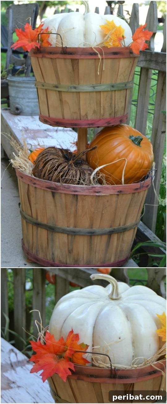 Harvest Chic: Elevate Your Thanksgiving Decor with Creative Basket Ideas 7 DIY Tiered Bushel Basket Décor