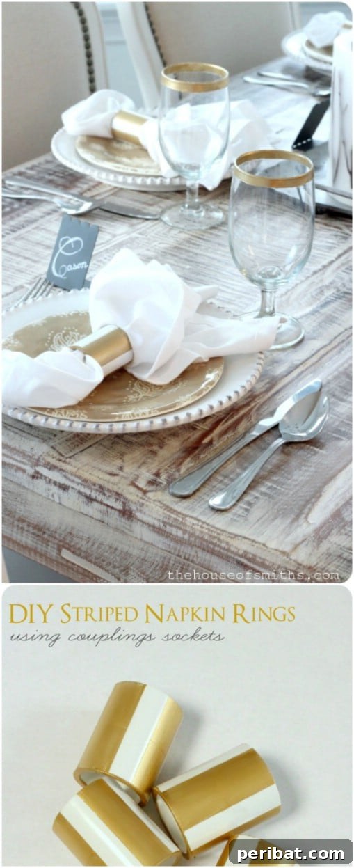 Gold Striped Napkin Rings