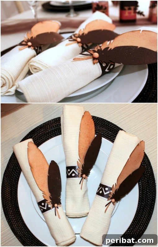 DIY Paper Feather Napkin Rings