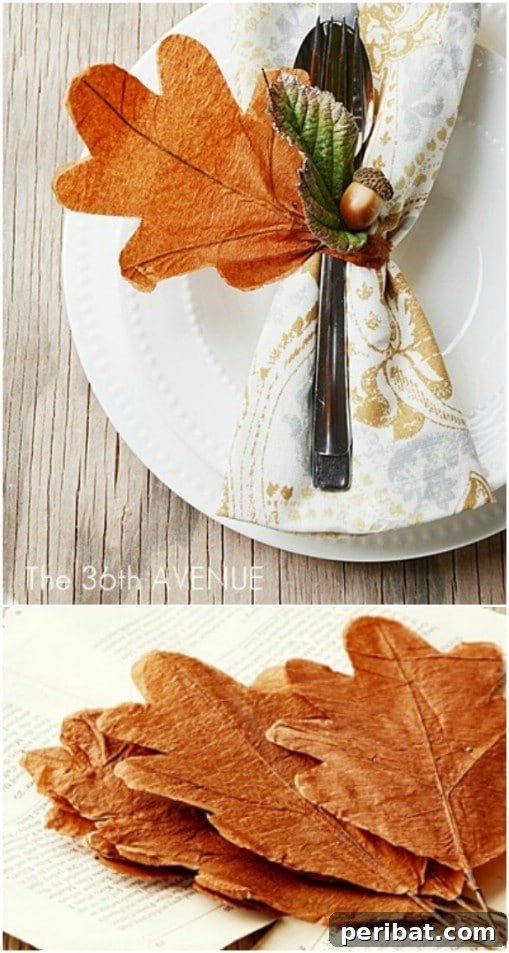 Easy Paper Leaf And Acorn Napkin Rings