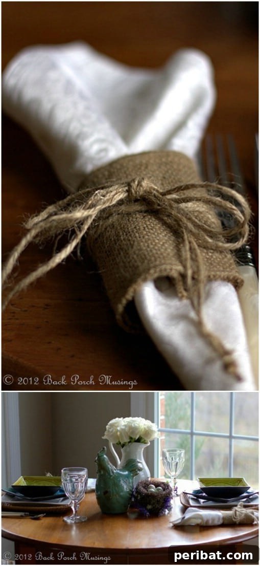 DIY Twine And Burlap Napkin Rings