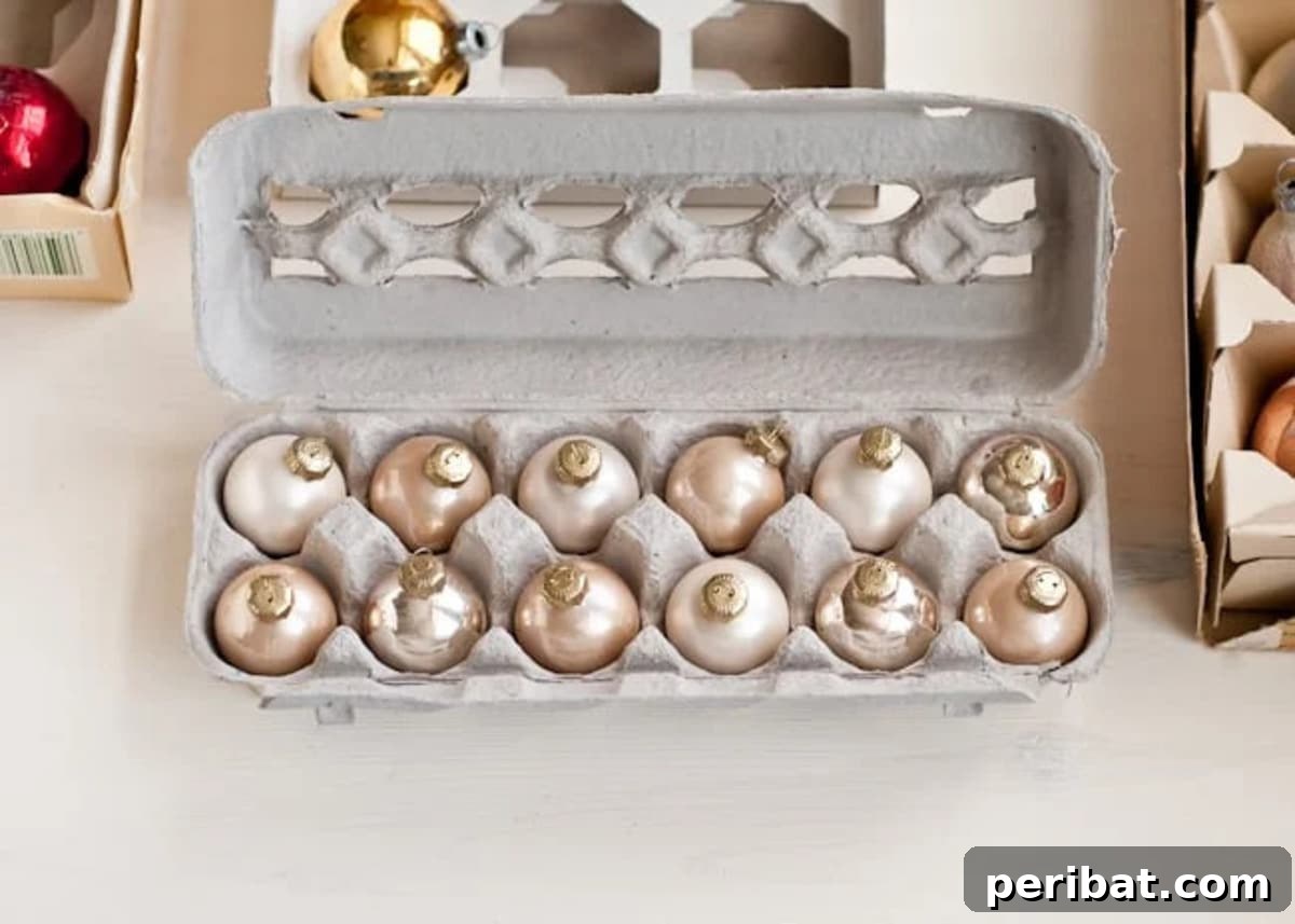 12 Genius Hacks for a Stress-Free Christmas Season 4 Egg Carton Ornament Storage