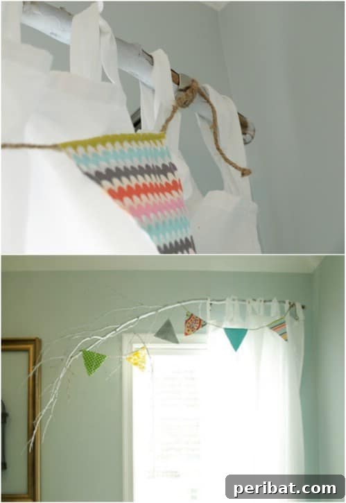 Elevate Your Windows: 16 DIY Curtain Rods and Hooks for Budget-Friendly Chic 12 Cheap Painted Branch Curtain Rod