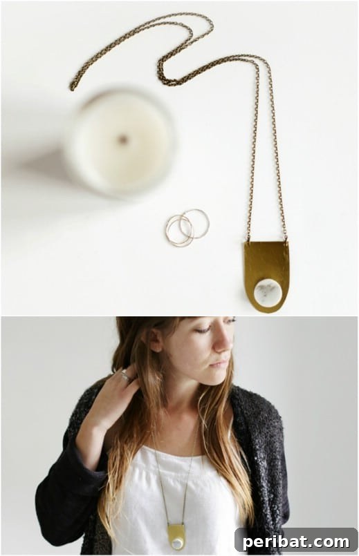 Elegant Repurposed Marble Tile Necklace