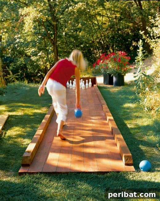 Fun DIY Repurposed Flooring Bowling Alley