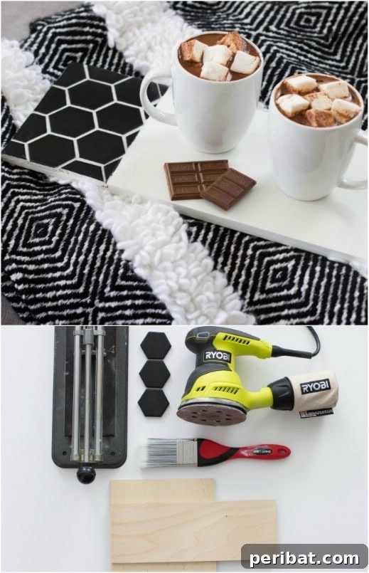 Elegant DIY Hexagon Tile Serving Tray