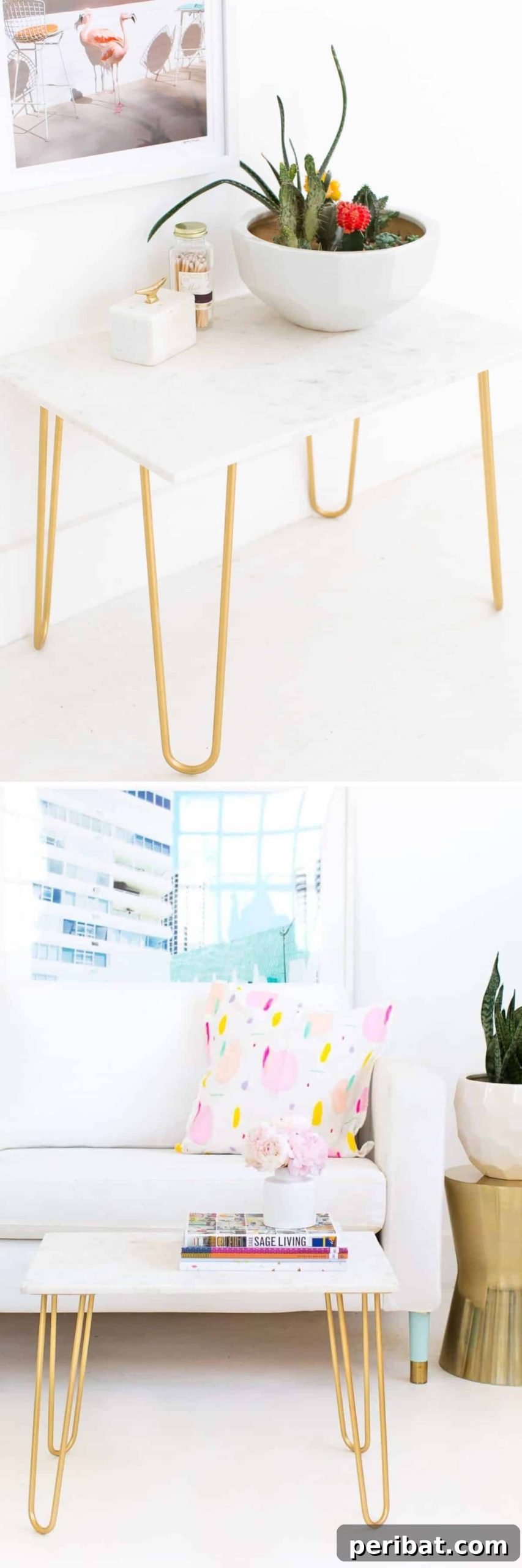 Transform Your Home: 18 DIY Accent Tables for Elevated Style 14 DIY Gold And Marble Accent Table