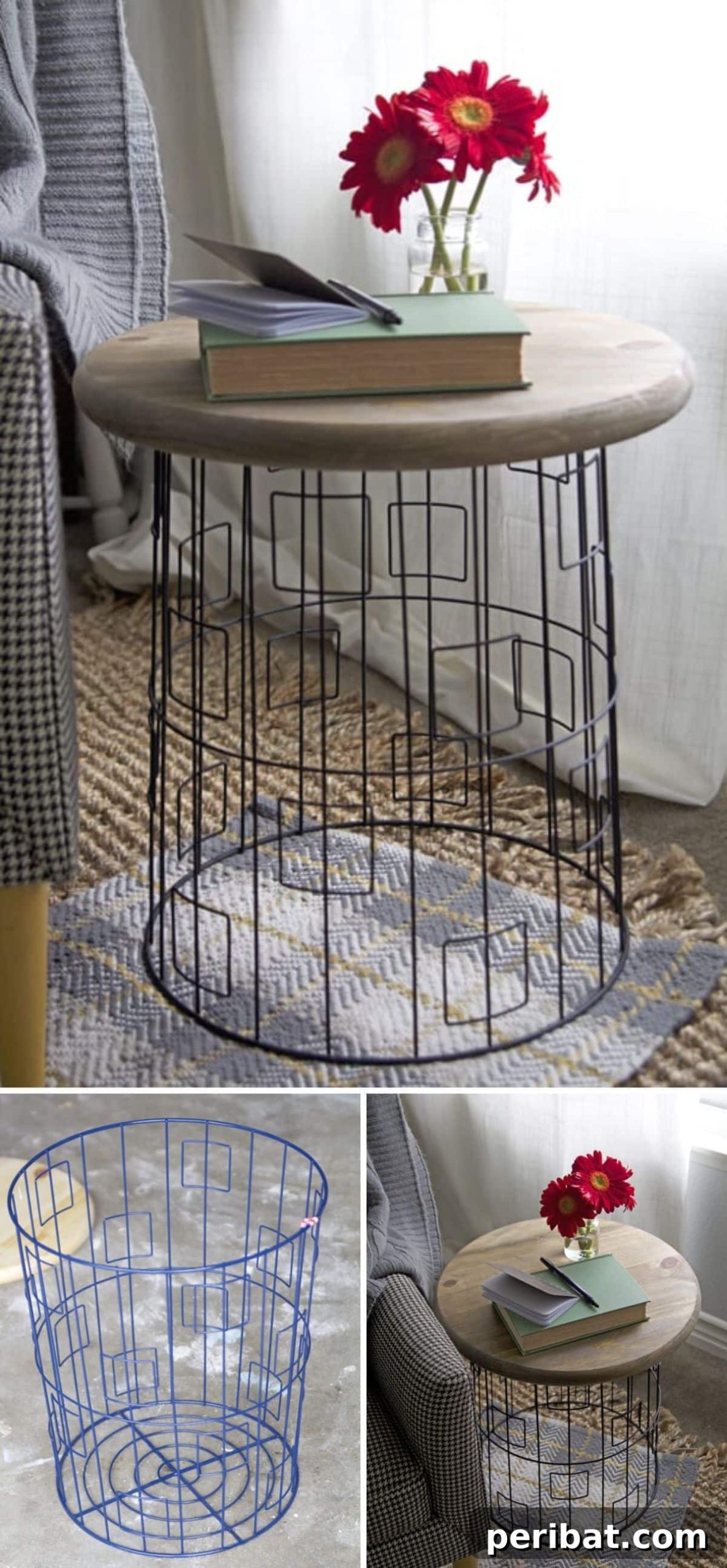 Transform Your Home: 18 DIY Accent Tables for Elevated Style 16 DIY Accent Table from a Wire Basket