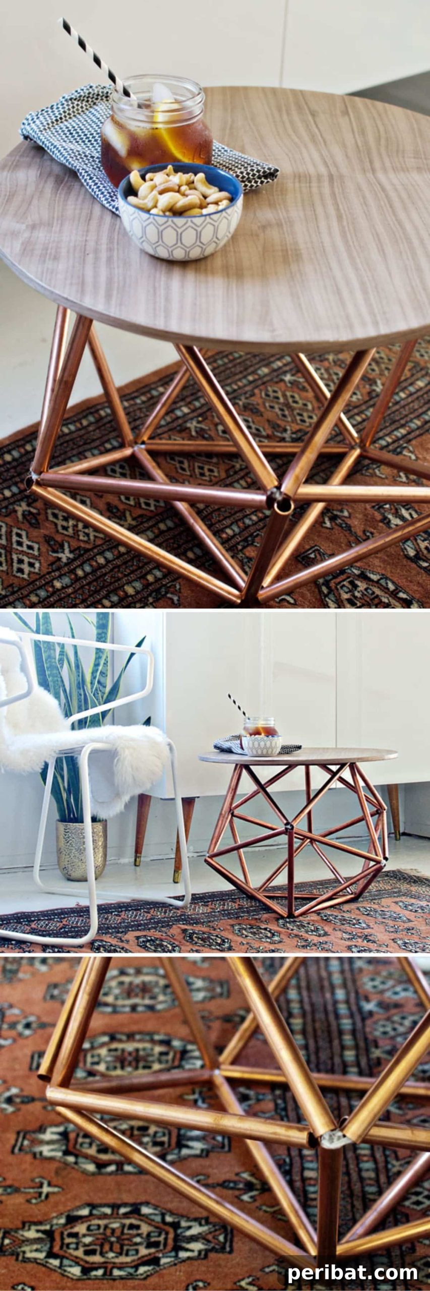 Transform Your Home: 18 DIY Accent Tables for Elevated Style 8 Geometric Copper Accent Table