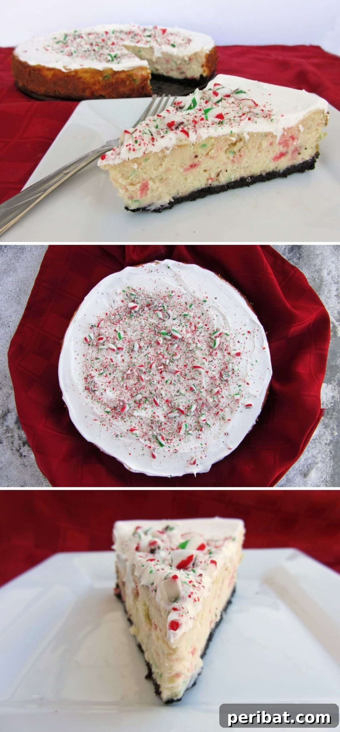 Homemade White Chocolate Candy Cane Cheesecake