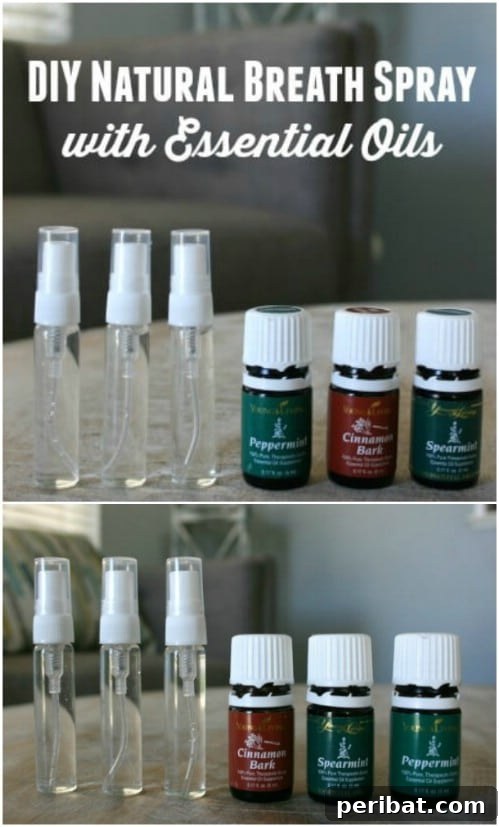 Homemade All Natural Breath Spray with Peppermint or Spearmint Essential Oil