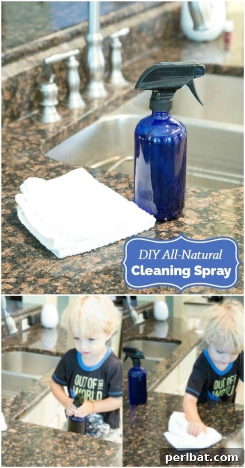 Homemade All-Purpose Cleaning Spray with Distilled Vinegar and Citrus Essential Oils