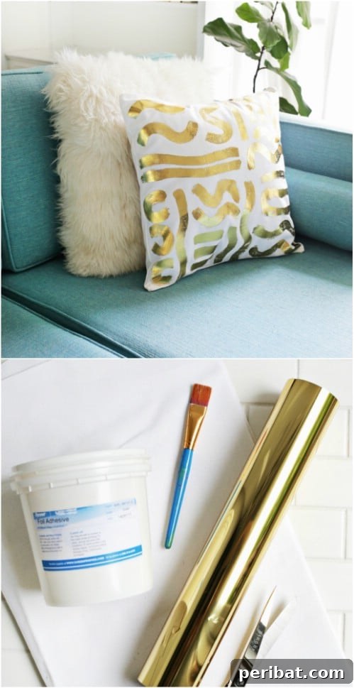 Quick-Stitch Style: Effortless DIY Accent Pillows for an Instant Home Update 13 DIY Gold Foil Accent Pillow