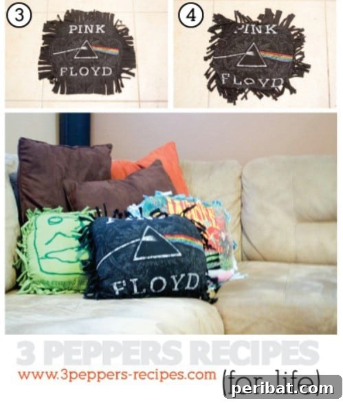 Quick-Stitch Style: Effortless DIY Accent Pillows for an Instant Home Update 3 Upcycled T-Shirt Throw Pillow