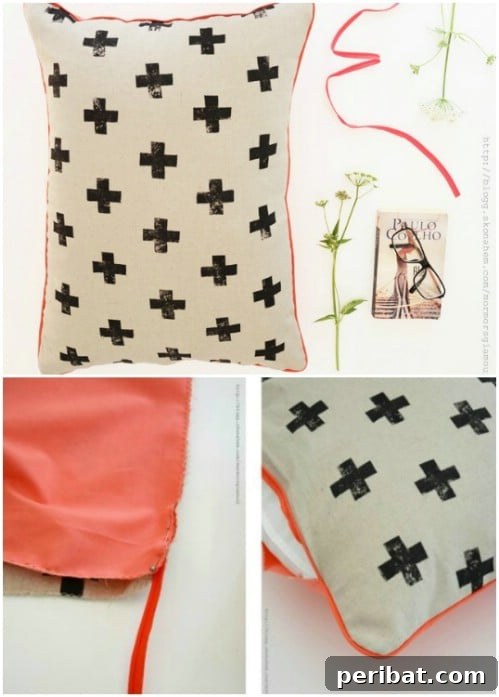 Quick-Stitch Style: Effortless DIY Accent Pillows for an Instant Home Update 23 Rustic Potato Stamp Pillow