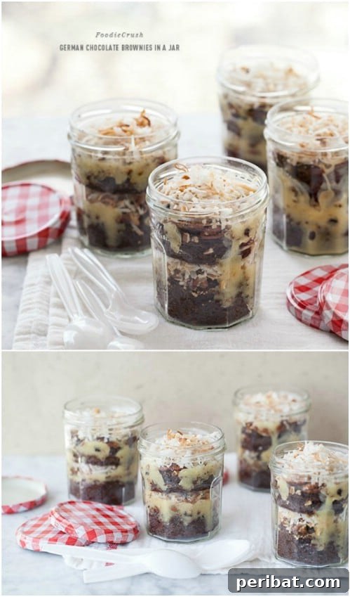 30 Festive Jar Gift Recipes: Handmade Holiday Delights 13 German Chocolate Brownies In A Jar