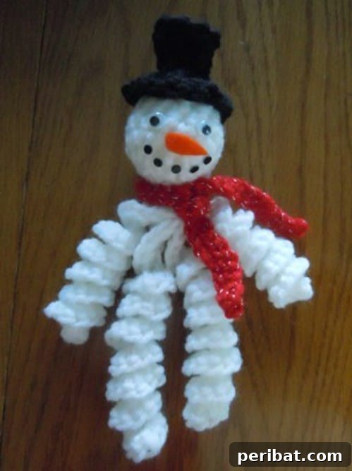 Curly Snowman Crochet Ornament
