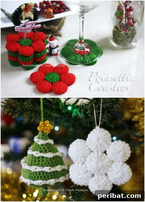 Crochet Poinsettia Coasters