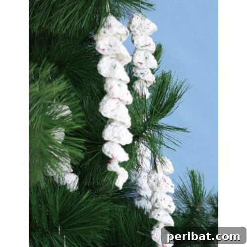 Retro Spiral Icicle Crochet Ornament