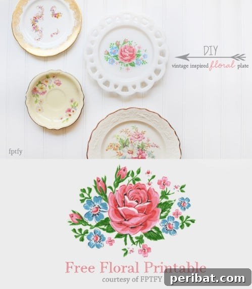 DIY Vintage Inspired Floral Plate