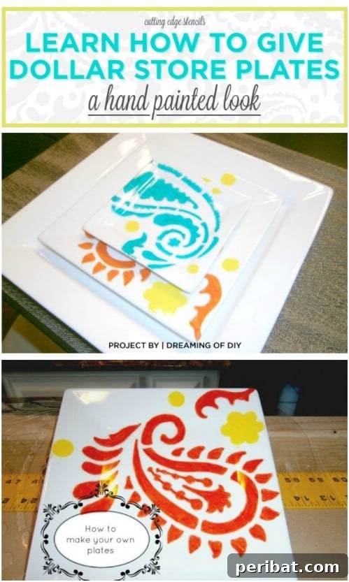 Cheap Stenciled Dollar Store Plates