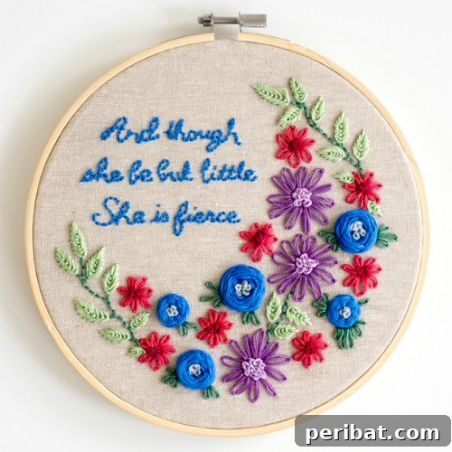 25 Beginner-Friendly Embroidery Projects Plus Free Patterns 12 Beginner-friendly floral embroidery design with an inspirational quote