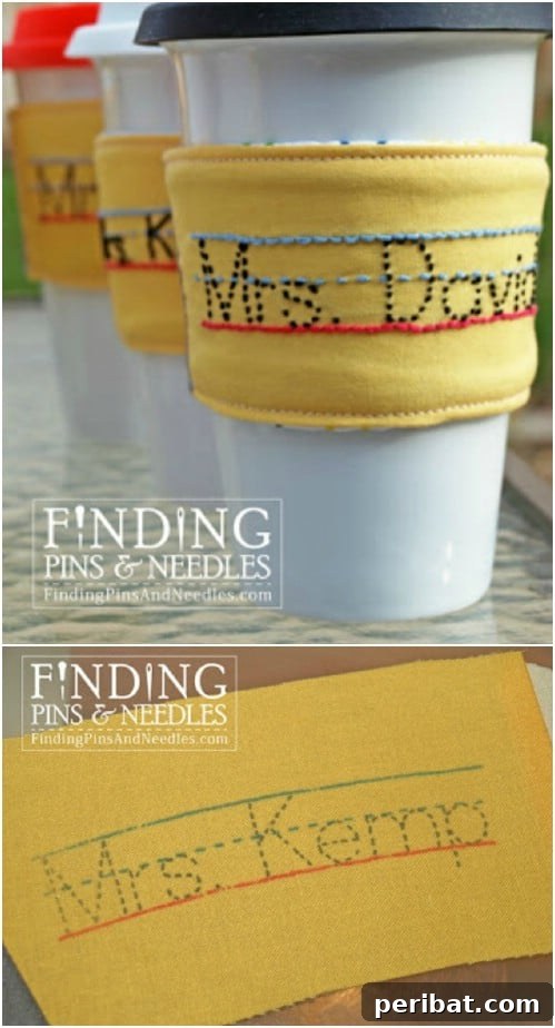 25 Beginner-Friendly Embroidery Projects Plus Free Patterns 14 Personalized embroidered pencil drink sleeve, a unique gift for teachers