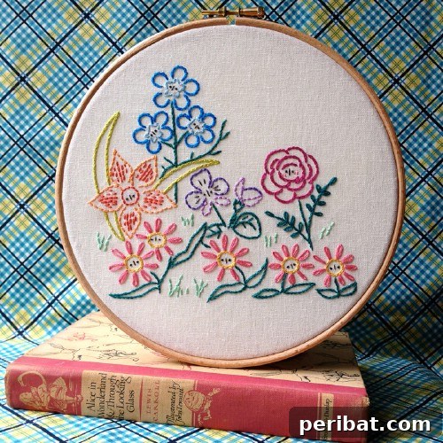 25 Beginner-Friendly Embroidery Projects Plus Free Patterns 22 Rich easy DIY garden sampler embroidery pattern with various flowers