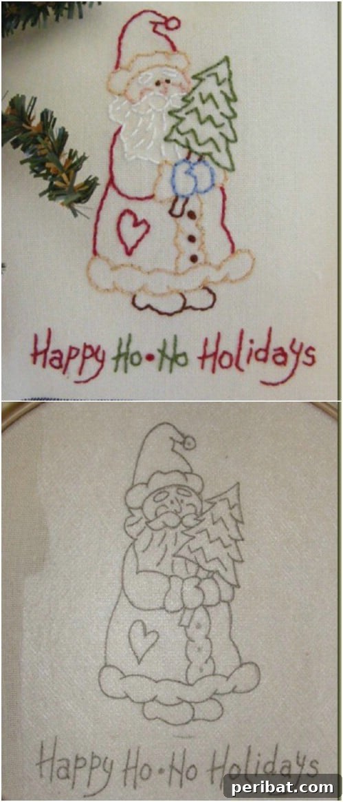 25 Beginner-Friendly Embroidery Projects Plus Free Patterns 4 Simple holiday Santa silhouette embroidery pattern ideal for festive crafting