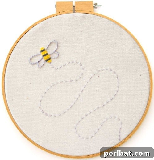 25 Beginner-Friendly Embroidery Projects Plus Free Patterns 7 Simple and cute beginner bee embroidery pattern, ideal for quick projects