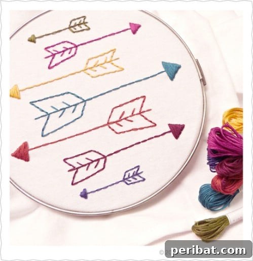25 Beginner-Friendly Embroidery Projects Plus Free Patterns 9 Simple and modern arrow embroidery pattern for beginners