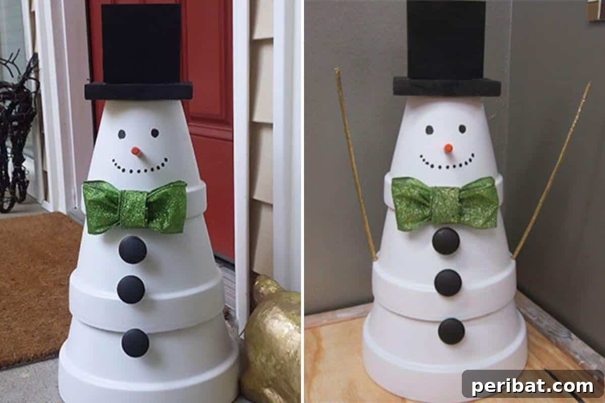 DIY Stacked Outdoor Clay Pot Snowman