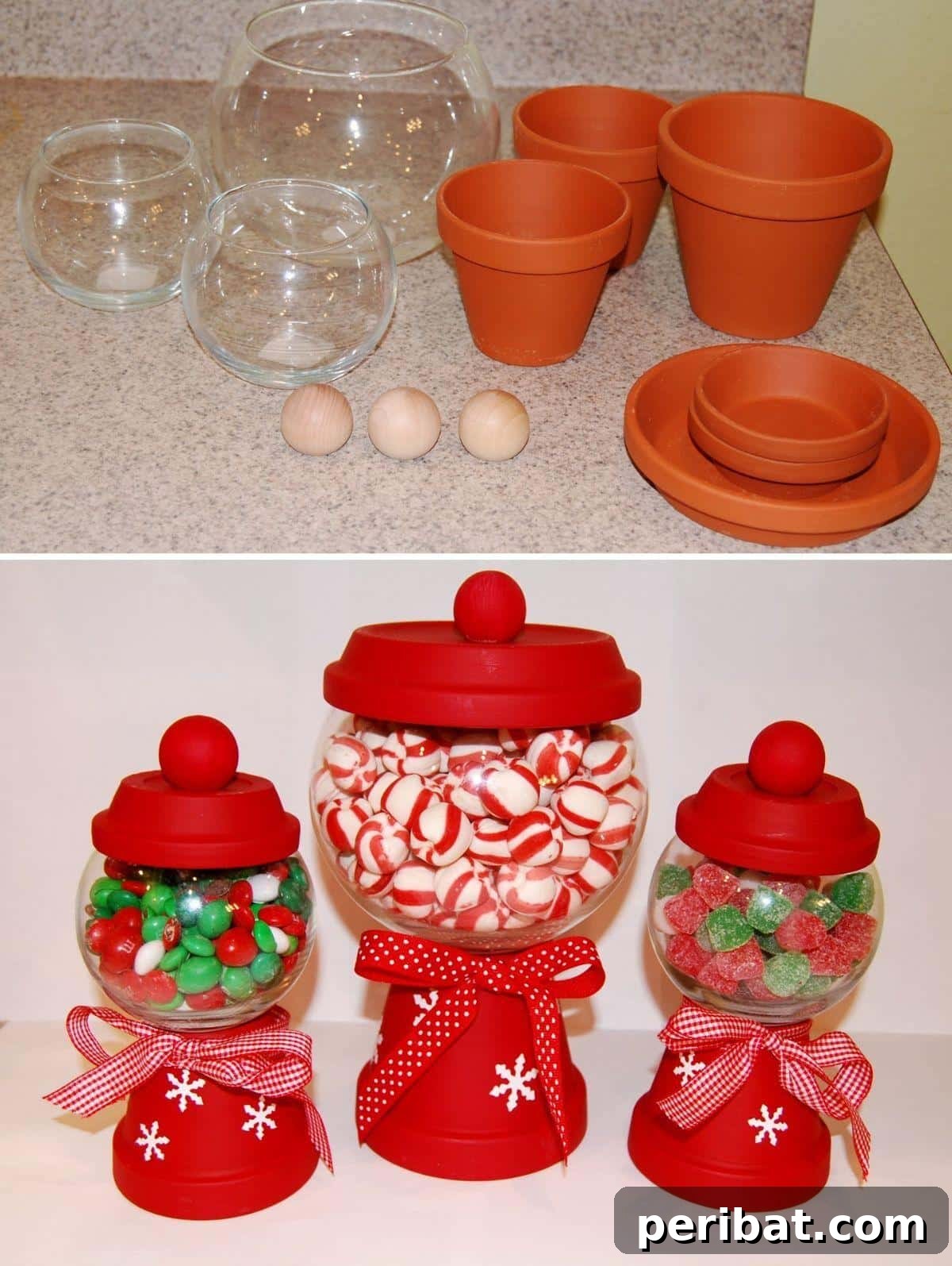 DIY Clay Pot Christmas Candy Jars