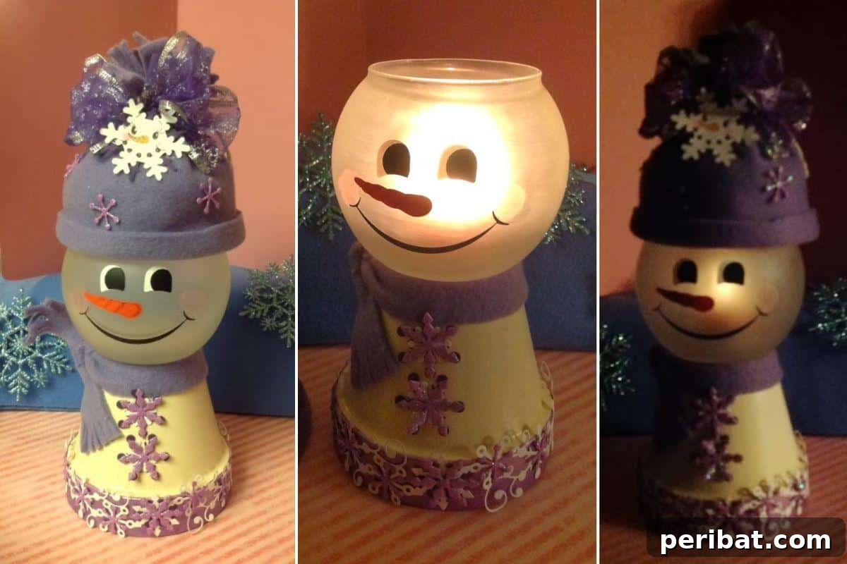 DIY Clay pot Snowman Light