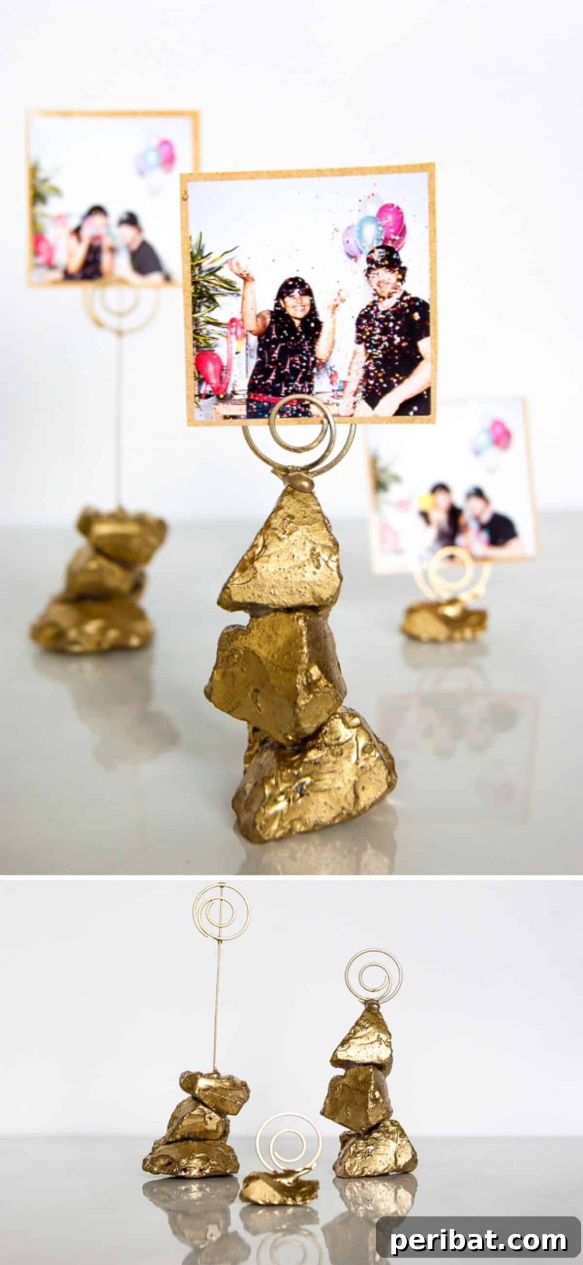 Frosty & Frugal: 20 DIY Decor Ideas for Your Winter Wedding 12 DIY Golden Nugget Photo Holder