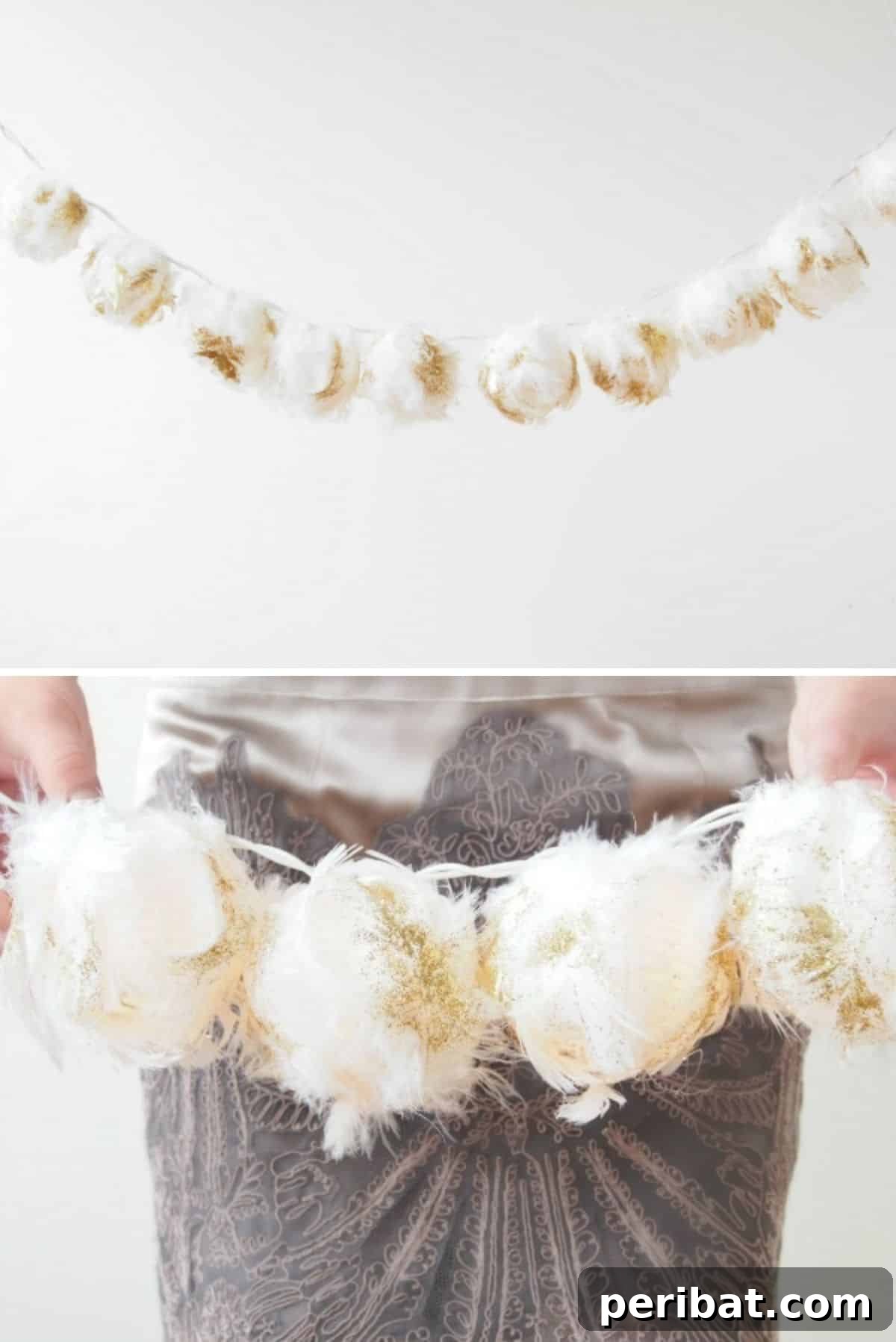 Frosty & Frugal: 20 DIY Decor Ideas for Your Winter Wedding 13 Feather And String Light Garland
