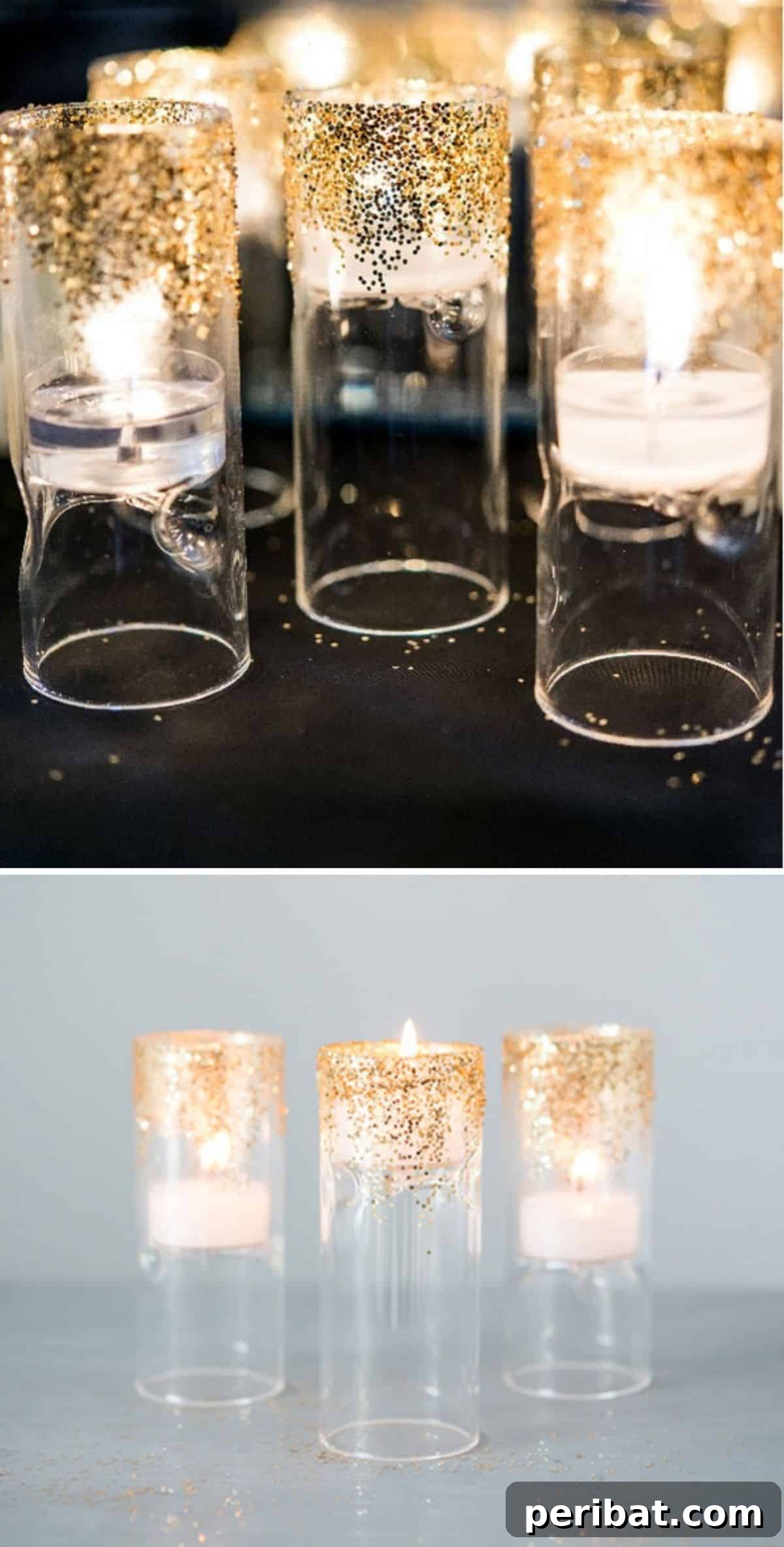 Frosty & Frugal: 20 DIY Decor Ideas for Your Winter Wedding 3 DIY Art Decor Gold Candles