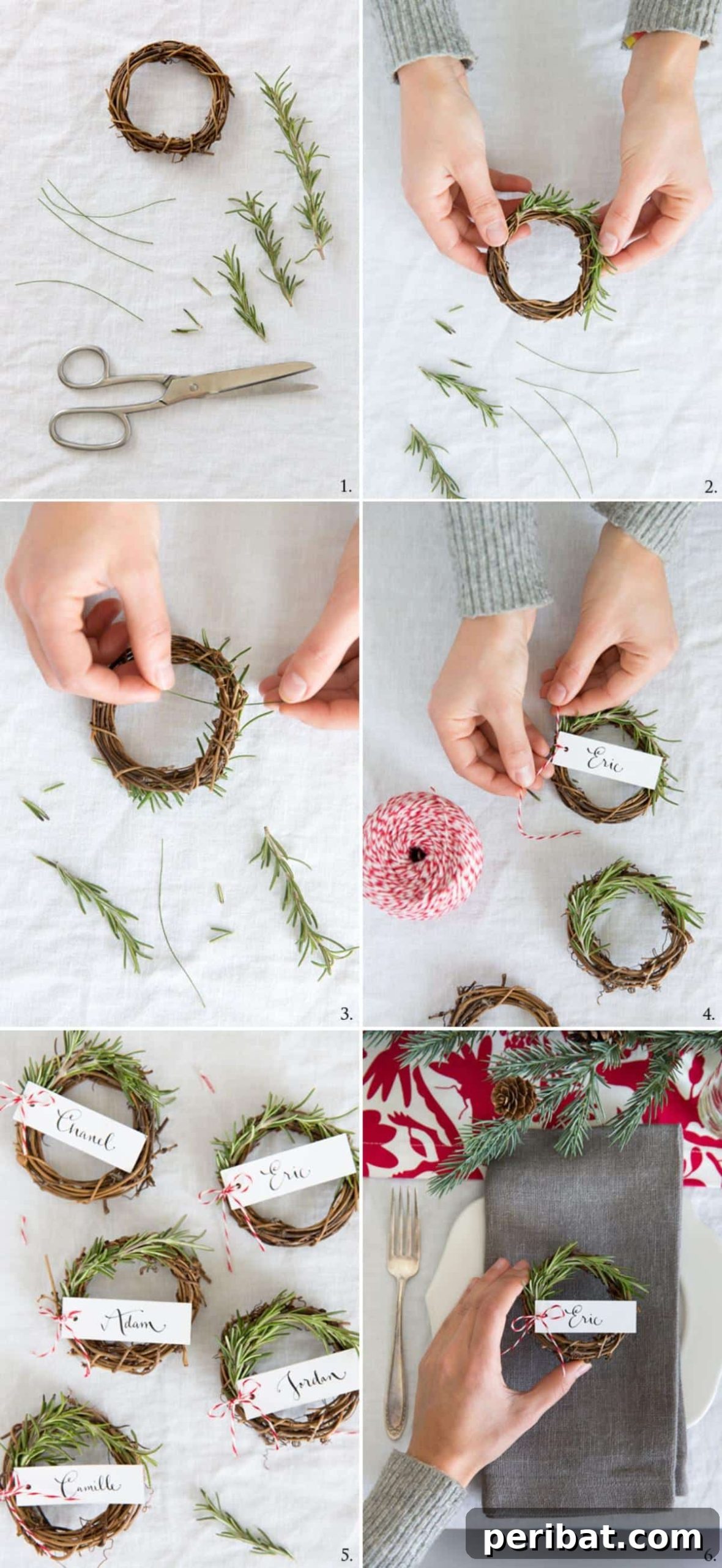 Frosty & Frugal: 20 DIY Decor Ideas for Your Winter Wedding 21 DIY Rosemary Wreath Place Cards