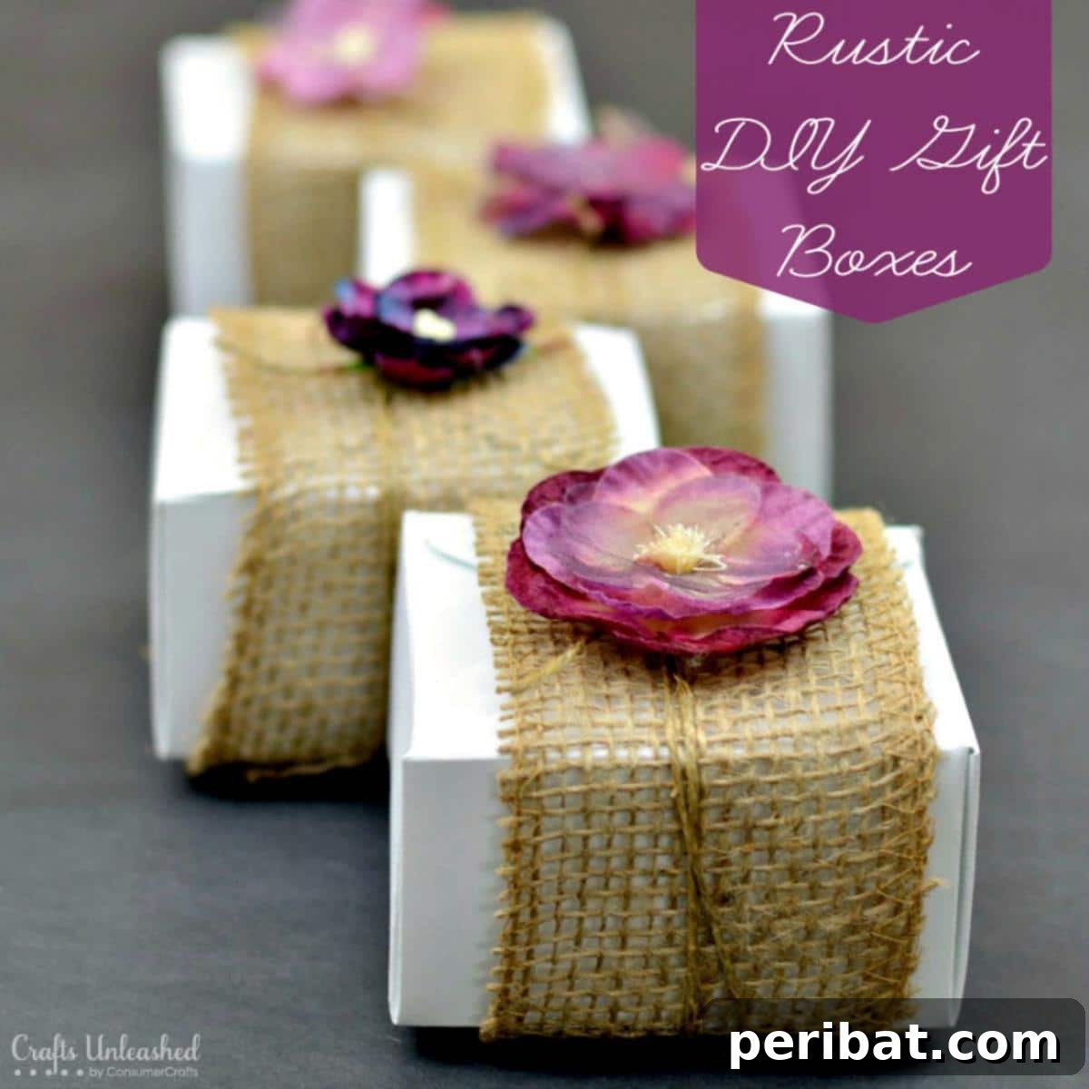 Frosty & Frugal: 20 DIY Decor Ideas for Your Winter Wedding 4 Burlap Floral DIY Gift Boxes