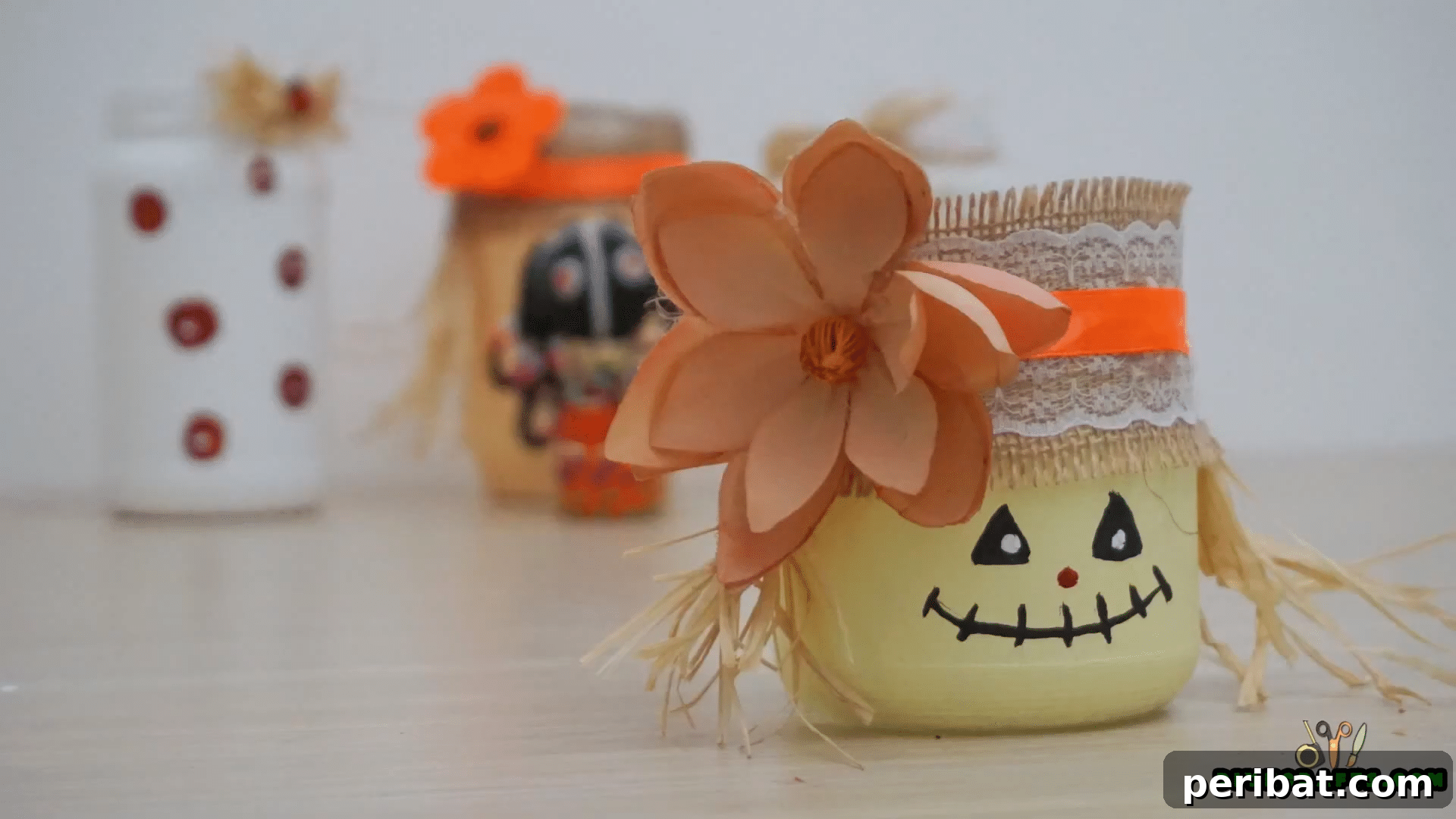 Jack-O'-Lantern Painted Jar
