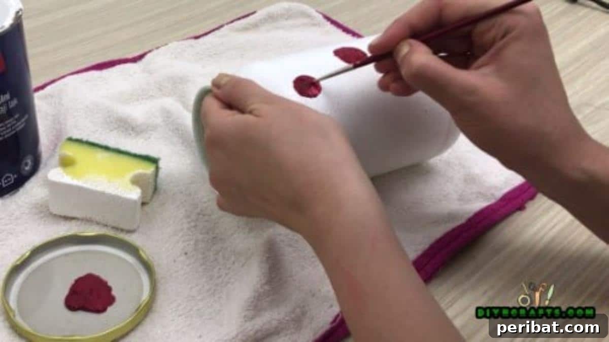 Painted Polka Dot Mason Jar