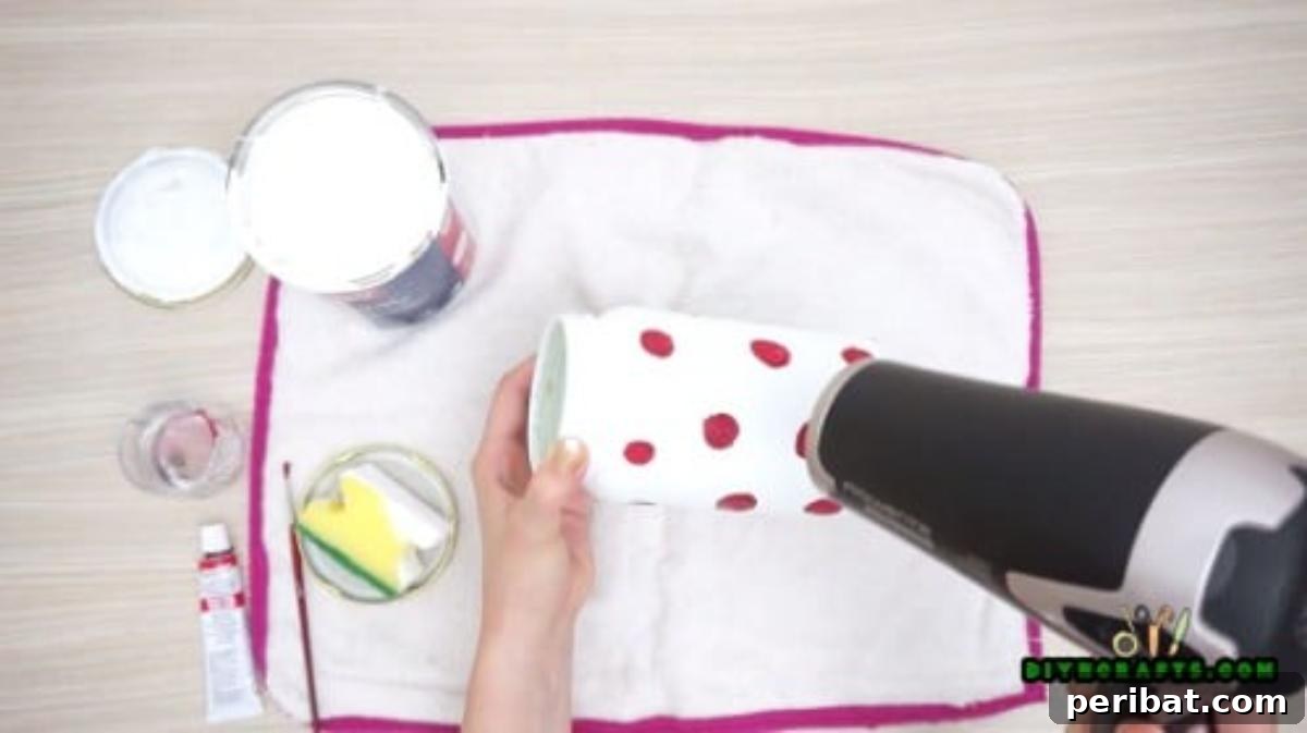 Painted Polka Dot Mason Jar