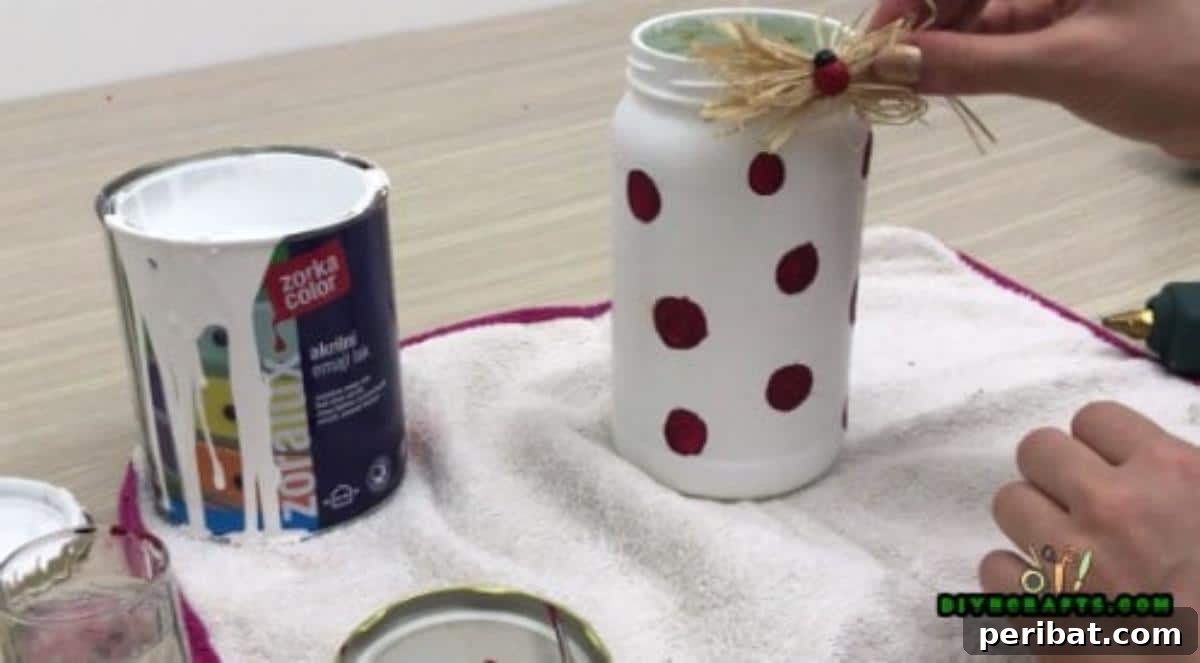 Painted Polka Dot Mason Jar