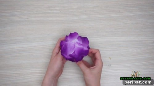 Effortless Holiday Crafting 5 DIY Ornament Videos 26 Side view of the flower petal ornament in progress