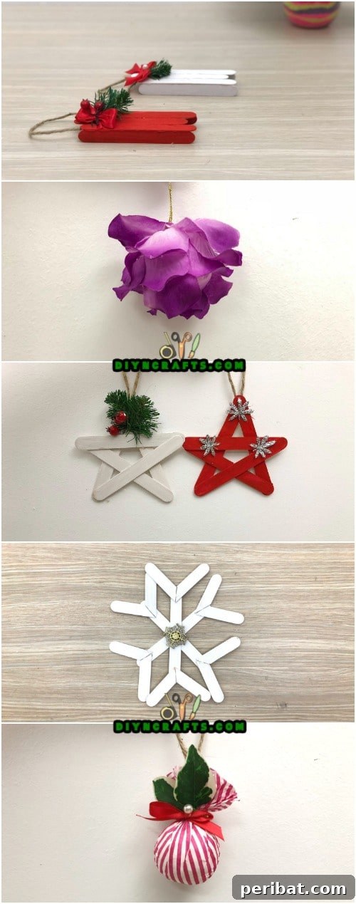 Pinterest pin for DIY Craft Stick Christmas Snowflake Ornament