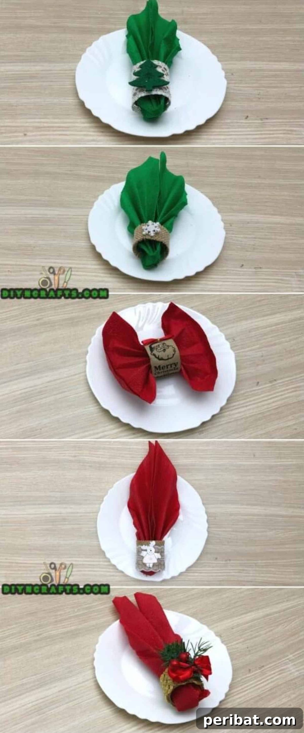 Instant Holiday Glam: 5 Napkin Rings in Less Than 2 Mins 2 Festive Holiday Napkin Rings Made From Paper Rolls