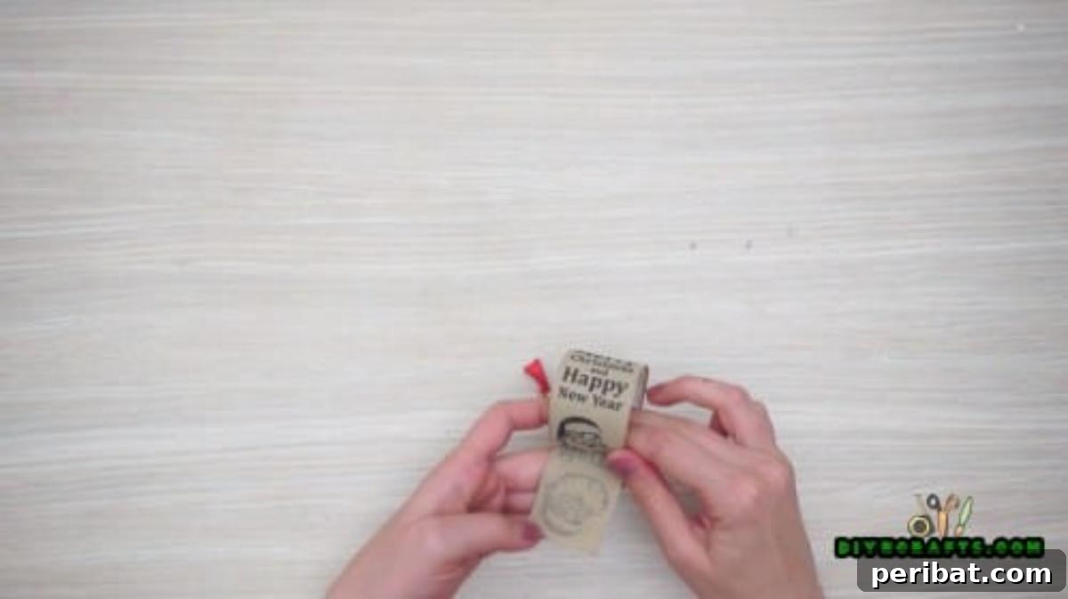 Instant Holiday Glam: 5 Napkin Rings in Less Than 2 Mins 20 Gluing Merry Christmas Message onto Napkin Ring